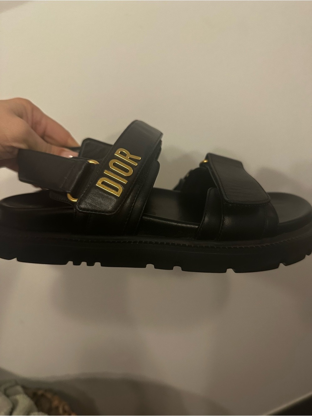 Christian Dior Black Logo Leather Sandals Dioract - Picture 4 of 5